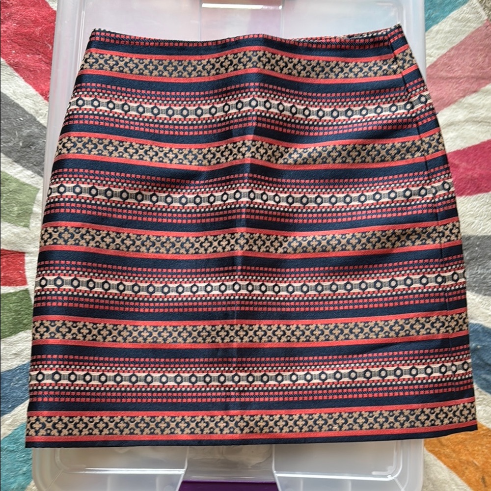 Ann Taylor LOFT Jacquard Multicolor Patterned Women's Skirt, Size 0P